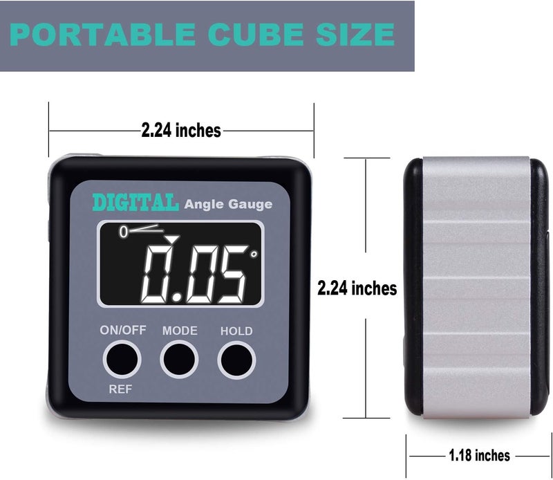 OUTIL Digital Angle Gauge, Angle Finder Mini Digital Level Protractor Inclinometer with V-Groove Magnetic Base - Cube Level Box for Woodworking, Table Saw, Construction, Machinery, Masonry - Image 3